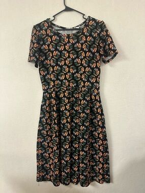 LulaRoe Women’s L Polka Dot Geometric Stretchy Amelia Fit & Flare Pockets Dress